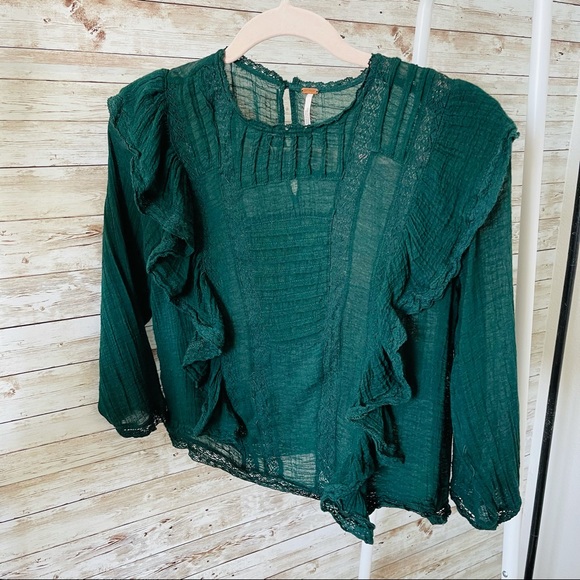 Free People | Emerald Green Jasmine Top | Small - Picture 7 of 7